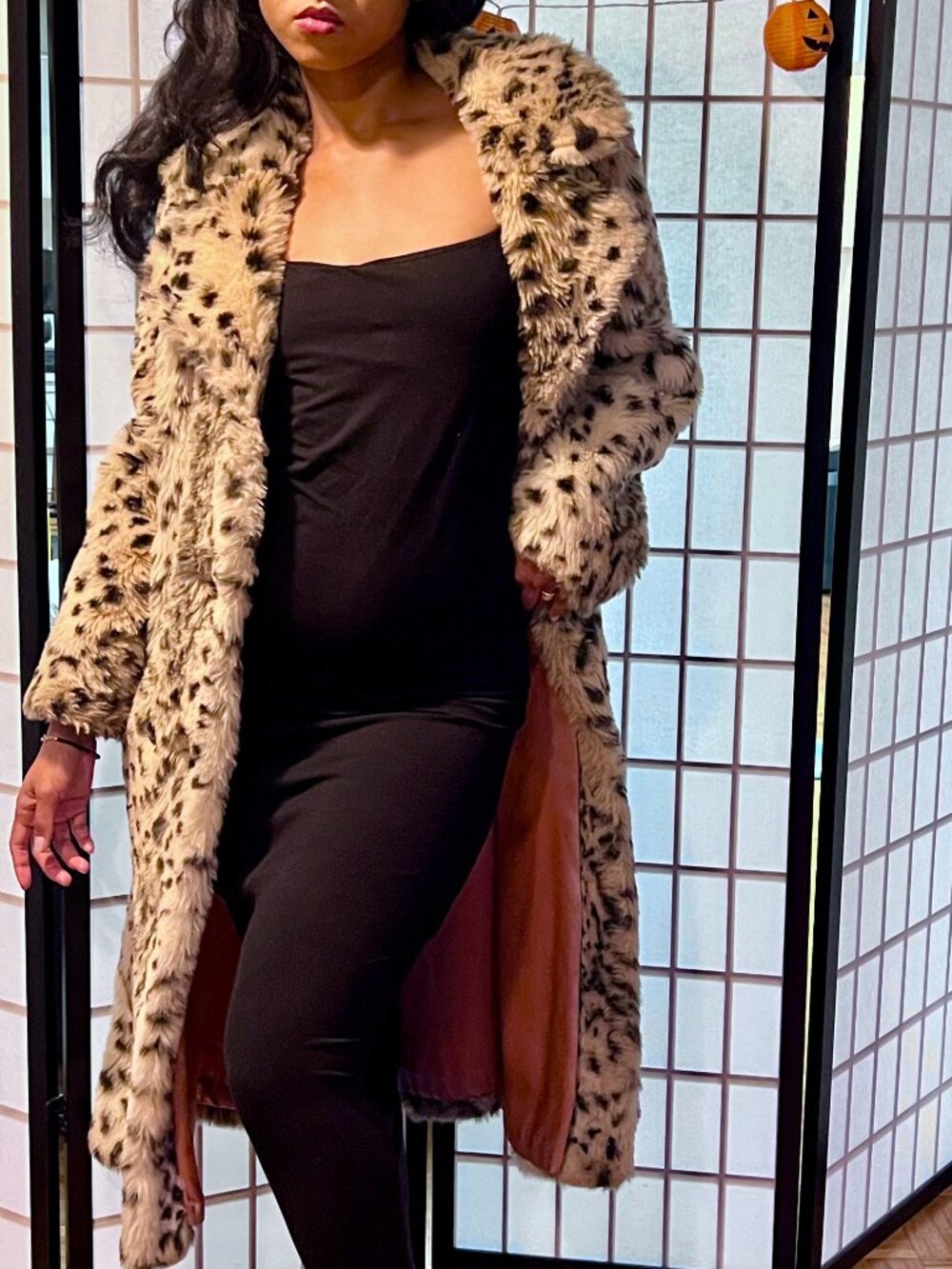 Chic Spotted Faux Fur Overcoat